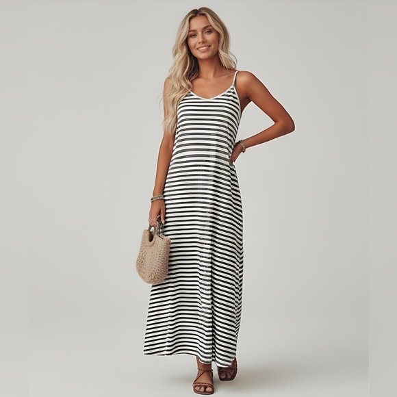 Striped Print Cami Dress - Picture 1 of 7